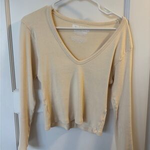 Big Bud Press Cream Long-Sleeved V-Neck Tee - Small